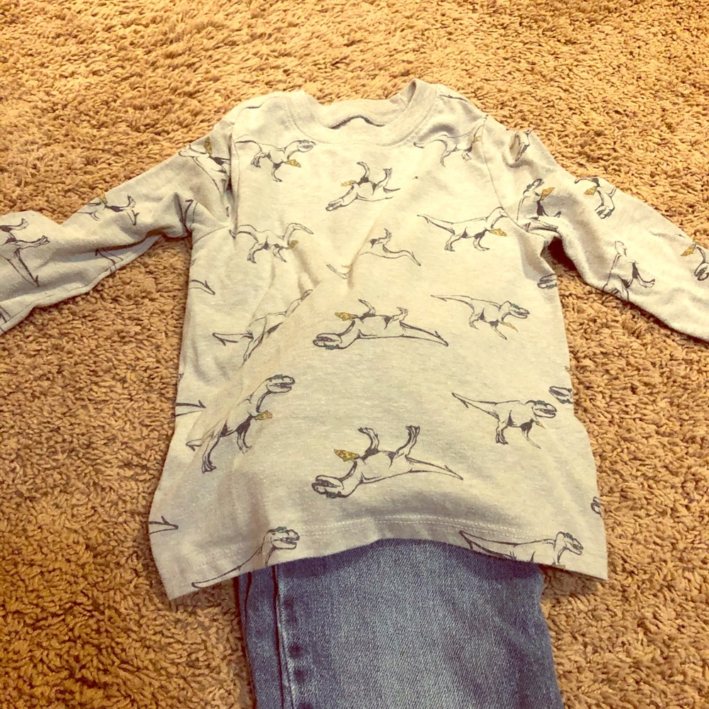 Dinosaur eating Pizza long sleeve tee